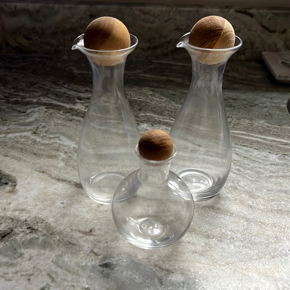 Glass storage containers - set of 3 - bamboo ball lids